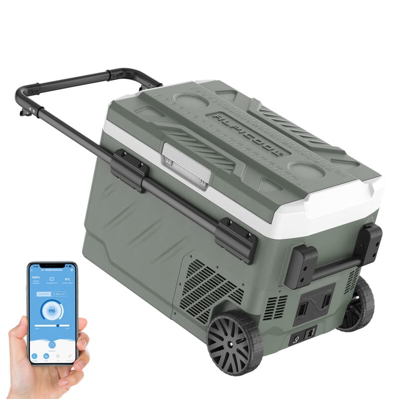 Alpicool 40 L Auto-Kühlschrank mit App-Steuerung, 12V, Kühl-/Gefrierfunktion, Dual-Zone, tragbare elektrische Kühlbox, 12V/24V, 100–240 V,
