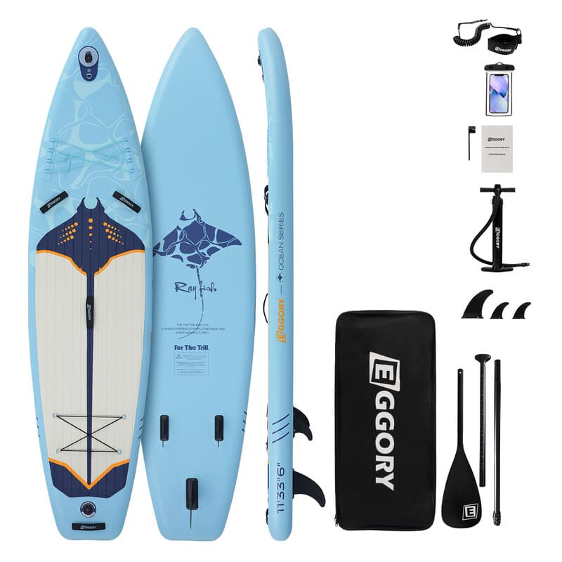 EGGORY Aufblasbares Stand-Up-Paddle-Board Ray Blau 3350*840*150mm 1 Stück