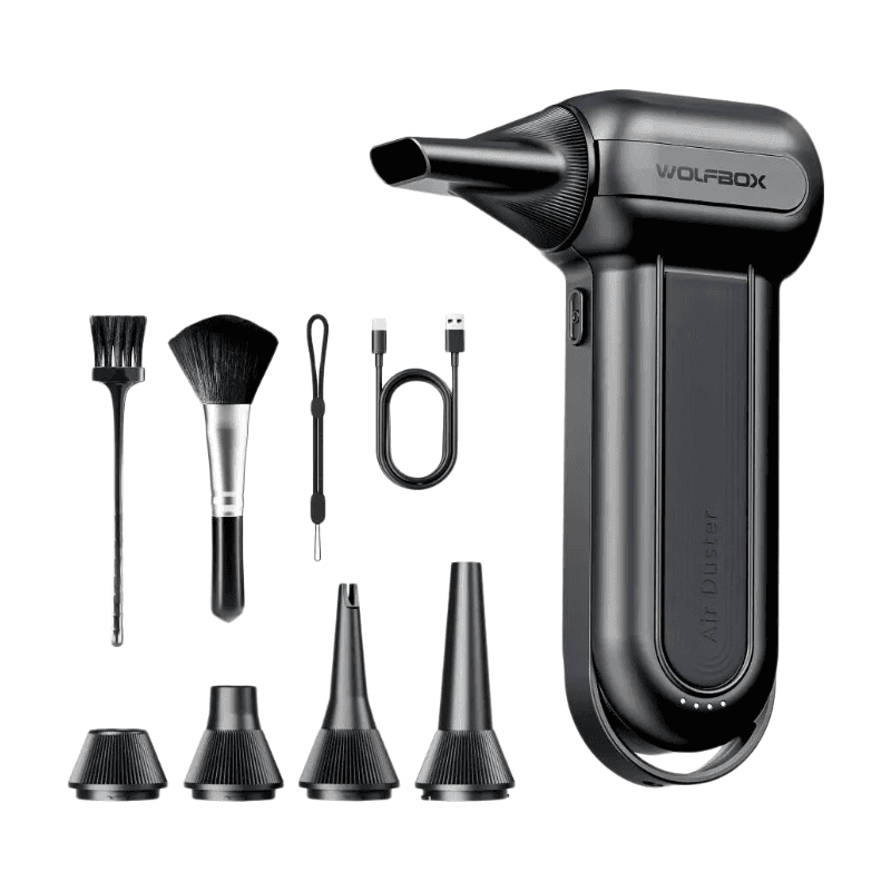 WOLFBOX DF100 (MF100-BLACK) Kabelloser elektrischer Air Duster, Luftbläser – 150.000 U/min, tragbarer Ventilator mit bürstenlosem Motor, für