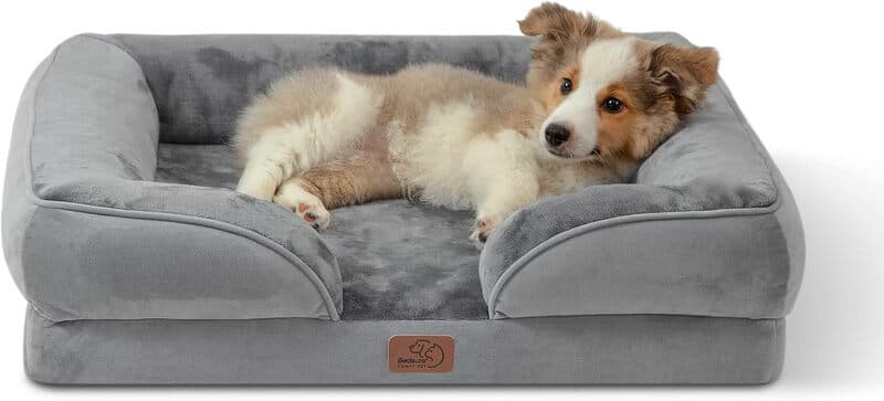 BEDSURE orthopädisches Hundebett, ergonomisches Hundesofa, 71 x 58 cm, Hundecouch mit Schwamm im Eierkarton-Design für kleine Hunde, waschbar,