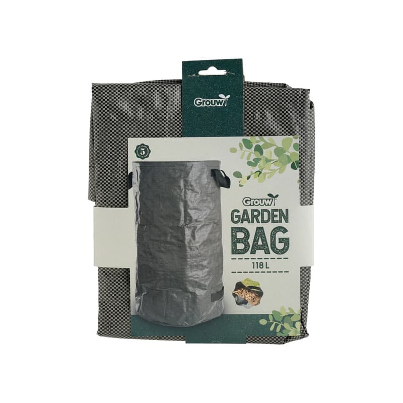 GROUW Garten-Müllbeutel 118 l, Schwarz, Grau