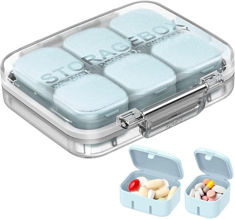 Tabletten-Organizer GAONLY 4/6 Fächer, frei zusammenstellbar, Reise-Medikamenten-Organizer, 10-Tage-Tabletten-Box, tragbare Pillenbox, wasserdichte