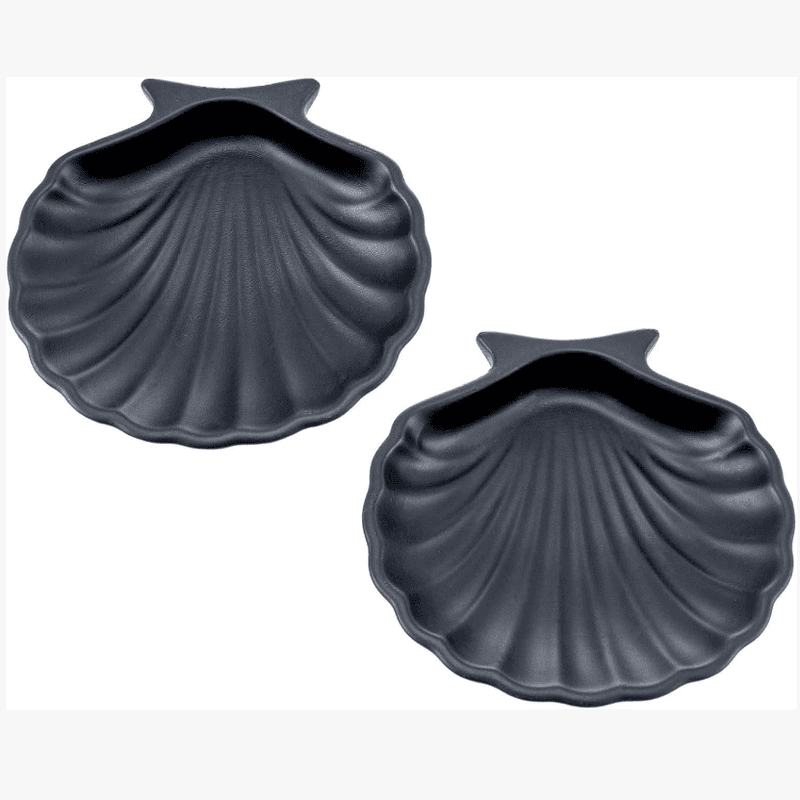 MyGift Set aus 2 schwarzen Muschel-förmigen Schmuck-Organizer-Schalen – Dekorative Ringschale & Aufbewahrung für Ohrringe, Münzen und Accessoires