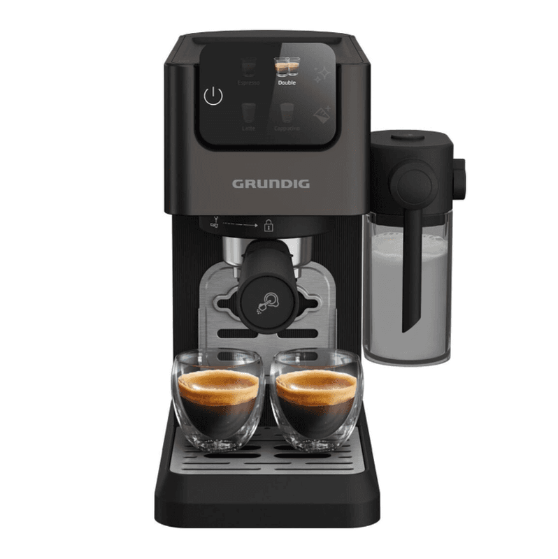 Grundig KSM 6430 Siebträgermaschine mit integriertem Milchbehälter, halbautomatische Espressomaschine, 1628 W Leistung, 20 bar Pumpendruck,