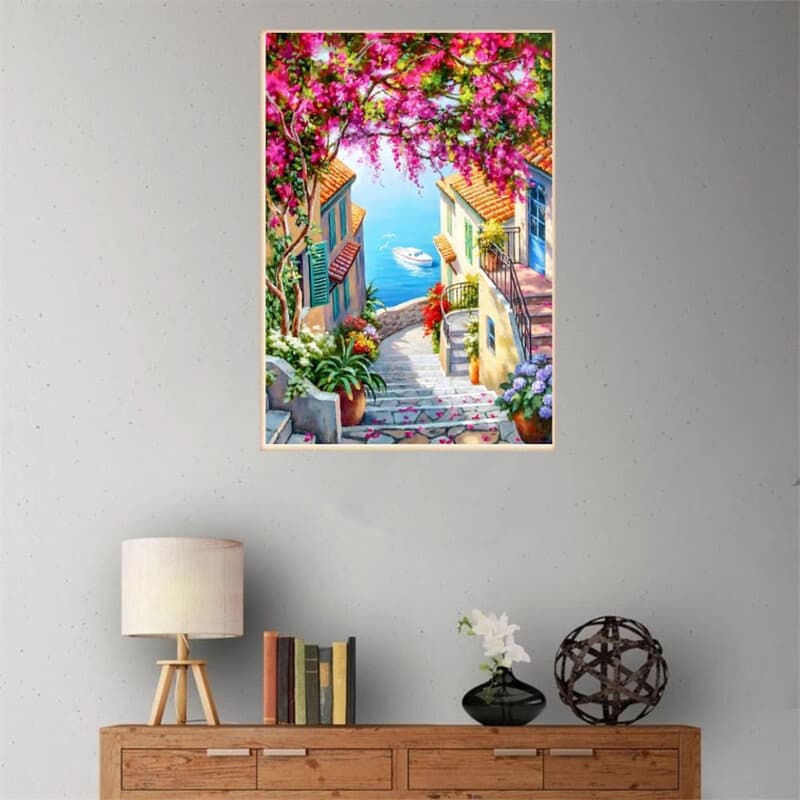 Ju7cer 5D Diamantmalerei-Set für Erwachsene - Küstenlandschaft | Anfängerfreundliche DIY Kristall Kreuzstich Bastelarbeit | 12×16 Zoll (30×40 cm)