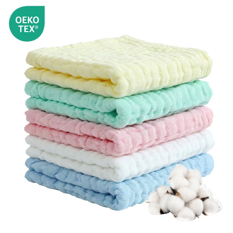 LeBonsoir Musselintücher für Babys, 5er-Pack, 100 % Baumwolle, 6 Lagen, weich, atmungsaktiv & sehr saugfähig, Spucktücher für Neugeborene (Jungen