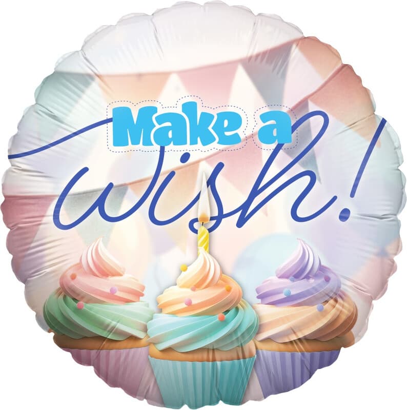 Party Factory Party Casa Happy Birthday Make a Wish runder pastellfarbener Folienballon, 45 cm, heliumgeeignet