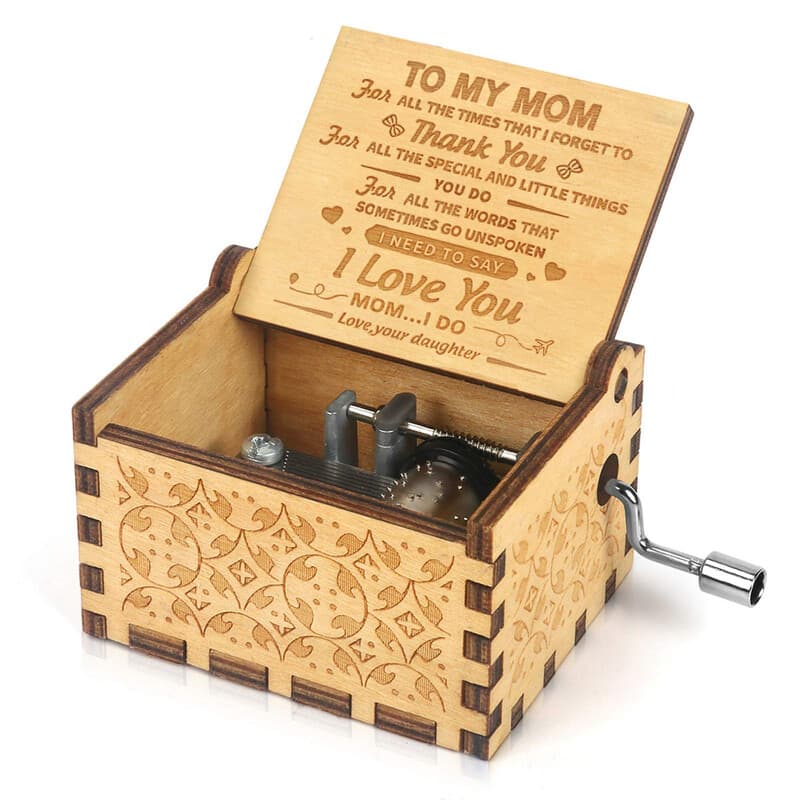 Alphynix 1 Stück "To My Mom" Musikdose, handbetriebene Holz-Erinnerungsbox mit herzlicher Dankesnachricht, emotionales Geschenk für Mutter von der