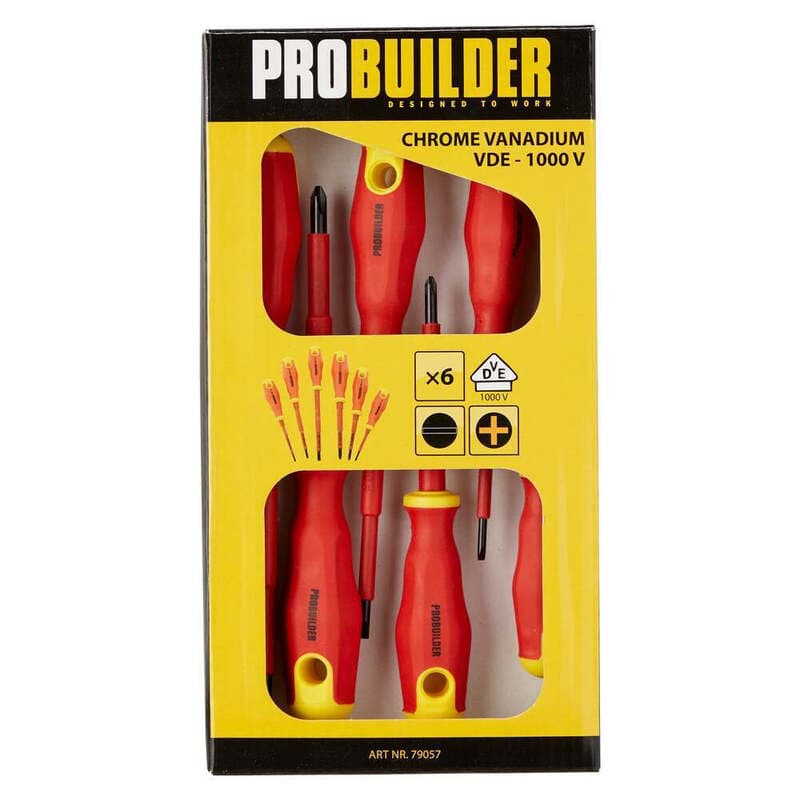 PROBUILDER VDE Schraubendreher-Set, 6-teilig, Rot, Gelb