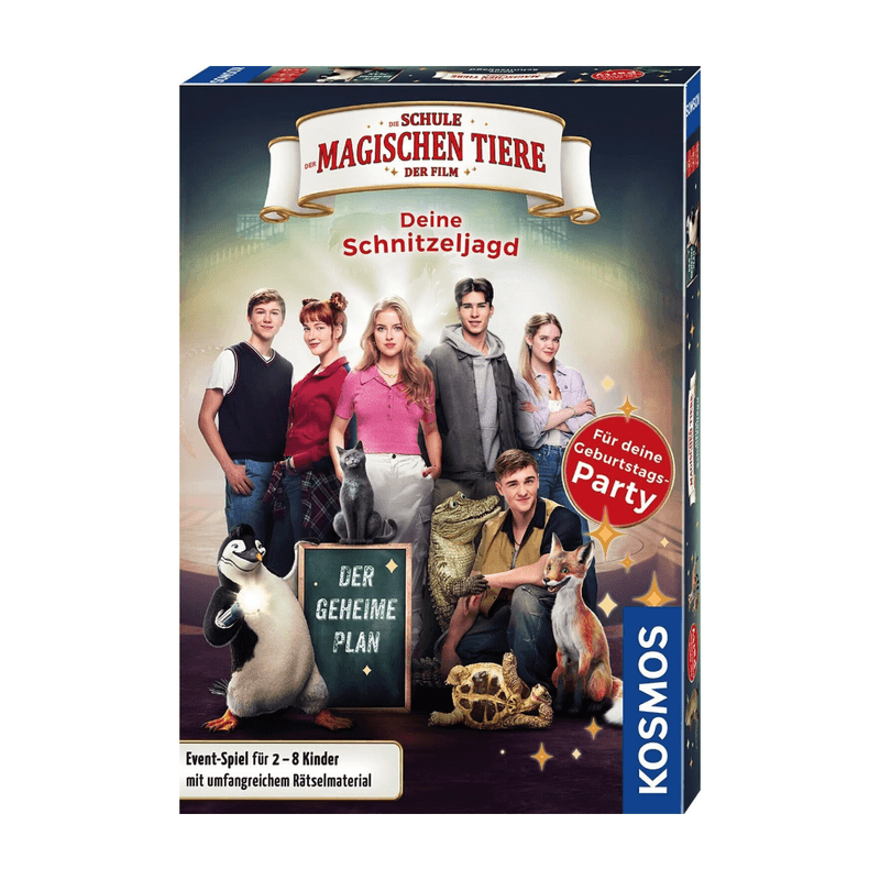KOSMOS 685003 Die Schule der magischen Tiere Puzzle-Party Schatzsuche für Kinder ab 8 Jahren, Geburtstagsparty mit Helden aus dem Film Die Schule der