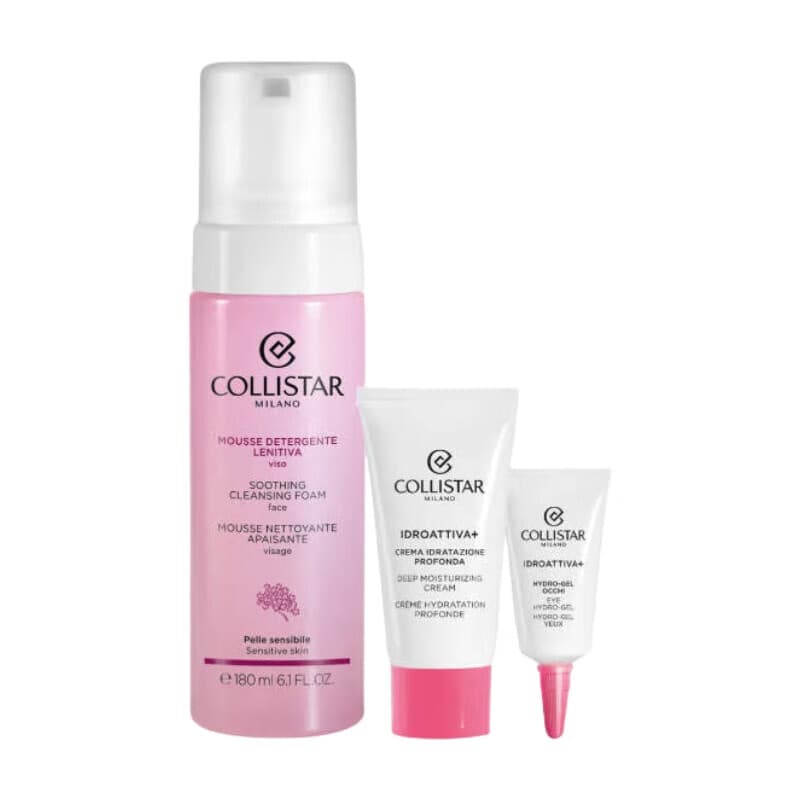XMAS25 Gesicht: Beruhigender Reinigungsschaum 180ml + HA+ Creme 25ml + Mini Eye Hydrogel 5ml
