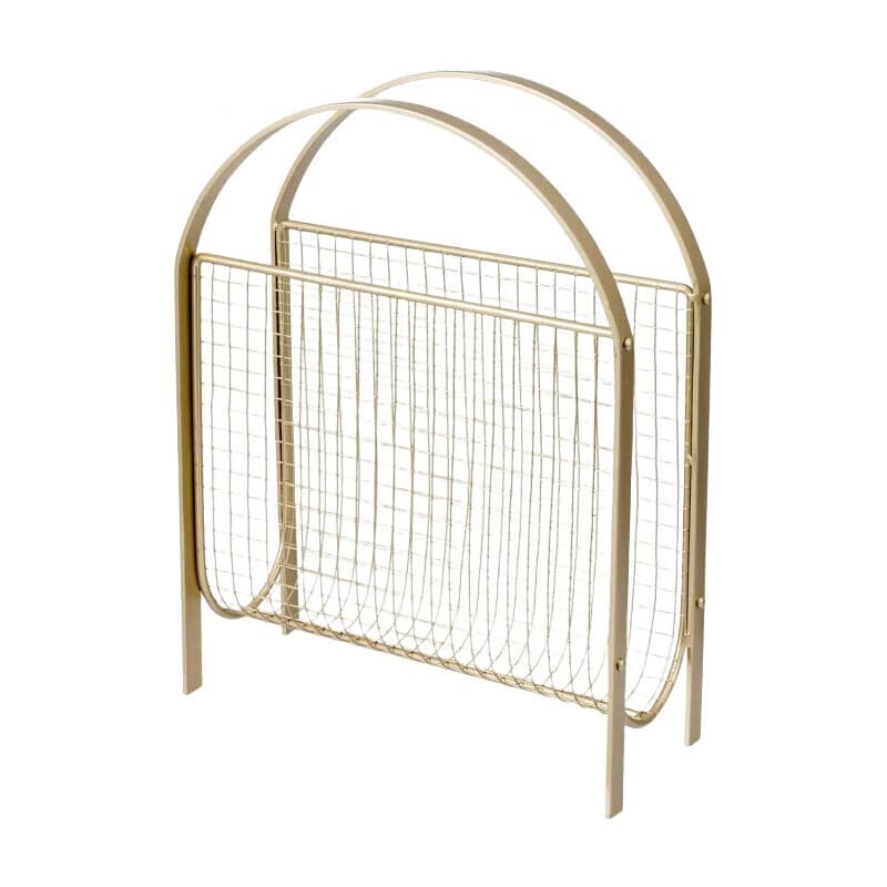 MyGift Zeitschriftenständer im Mid-Century-Design, freistehender Zeitschriften-Organizer-Halter mit Hängeablage aus Metallgitter in mattschwarzem