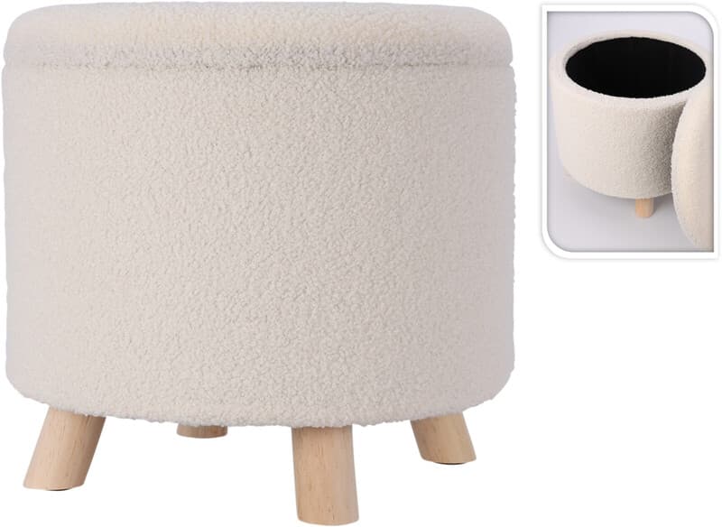 STORAGE STOOL TEDDY 40CM WHITE