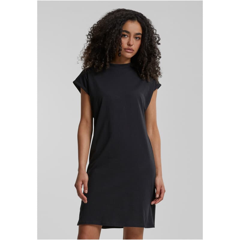 Urban Classics Damen-Turtle-Dress mit verlängerten Schultern, schwarz, XS