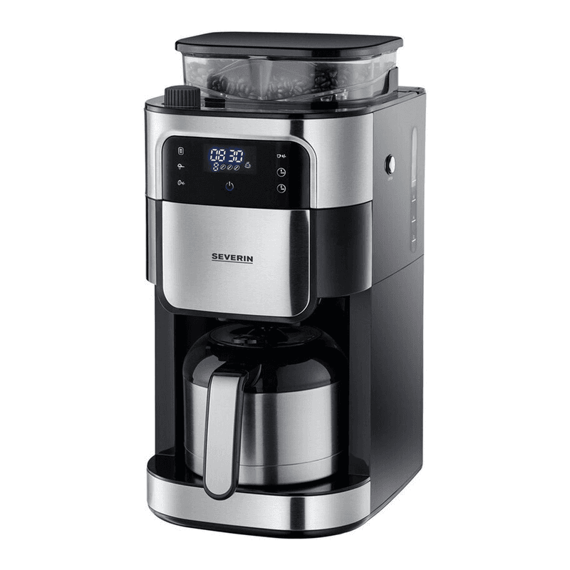 Severin Kaffeemaschine mit Bohnenmahlwerk, LED-Touch, Thermoskanne, 10 Tassen