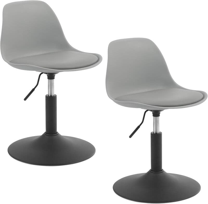 WOLTU BH304 Verstellbarer Hocker 39,5-50,5 cm 2er-Pack Grauer PU-Sitz Vielseitig für Zuhause, Büro, Gewerbe