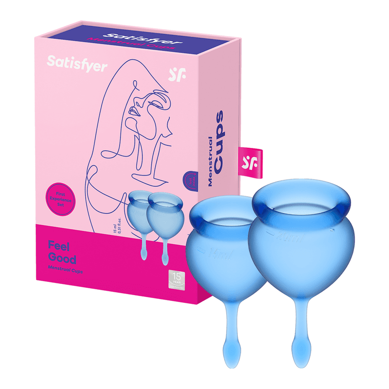 Satisfyer Feel Good Menstruationstassen, 2er-Pack, wiederverwendbar und nachhaltig, 15 ml und 20 ml, einfache Reinigung und komfortabel, langlebiger
