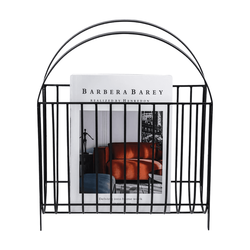 MyGift Luxus-Zeitschriftenständer aus Metalldraht im Stil der Jahrhundertmitte mit mattschwarzer Oberfläche, Tisch- oder bodenstehender Ablagekorb