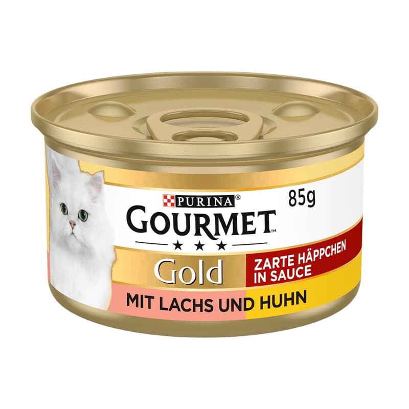 Purina GOURMET Gold Zarte Häppchen in Sauce Katzenfutter nass, mit Lachs und Huhn, 12er Pack (12 x 85 g)