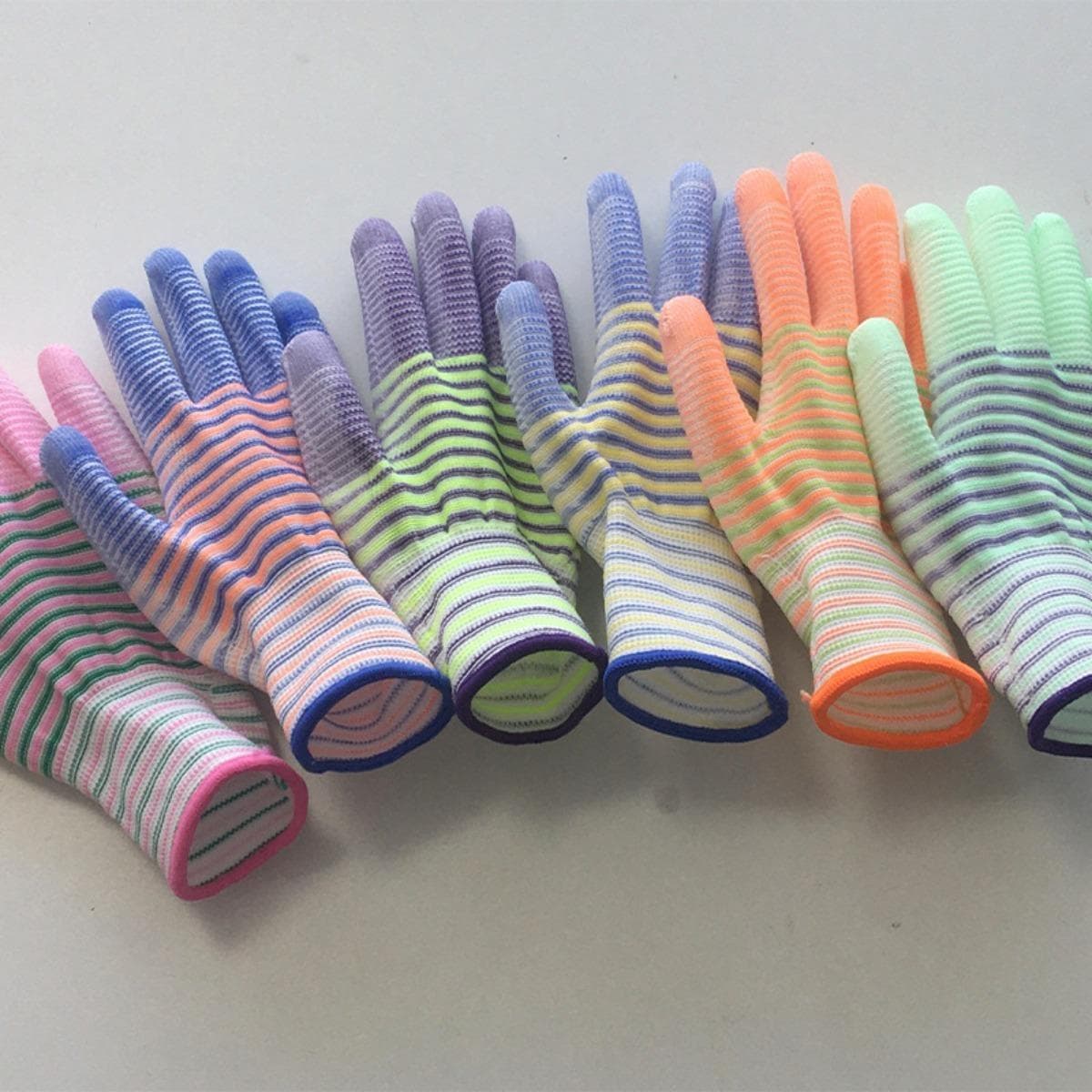 Atmungsaktive, Gestrickte, Schutzhandschuhe, Gestreift, Rutschfeste Handschuhe, Verschleißfest, Arbeitshandschuhe, Hohe Elastizität, Nylonhandschuhe