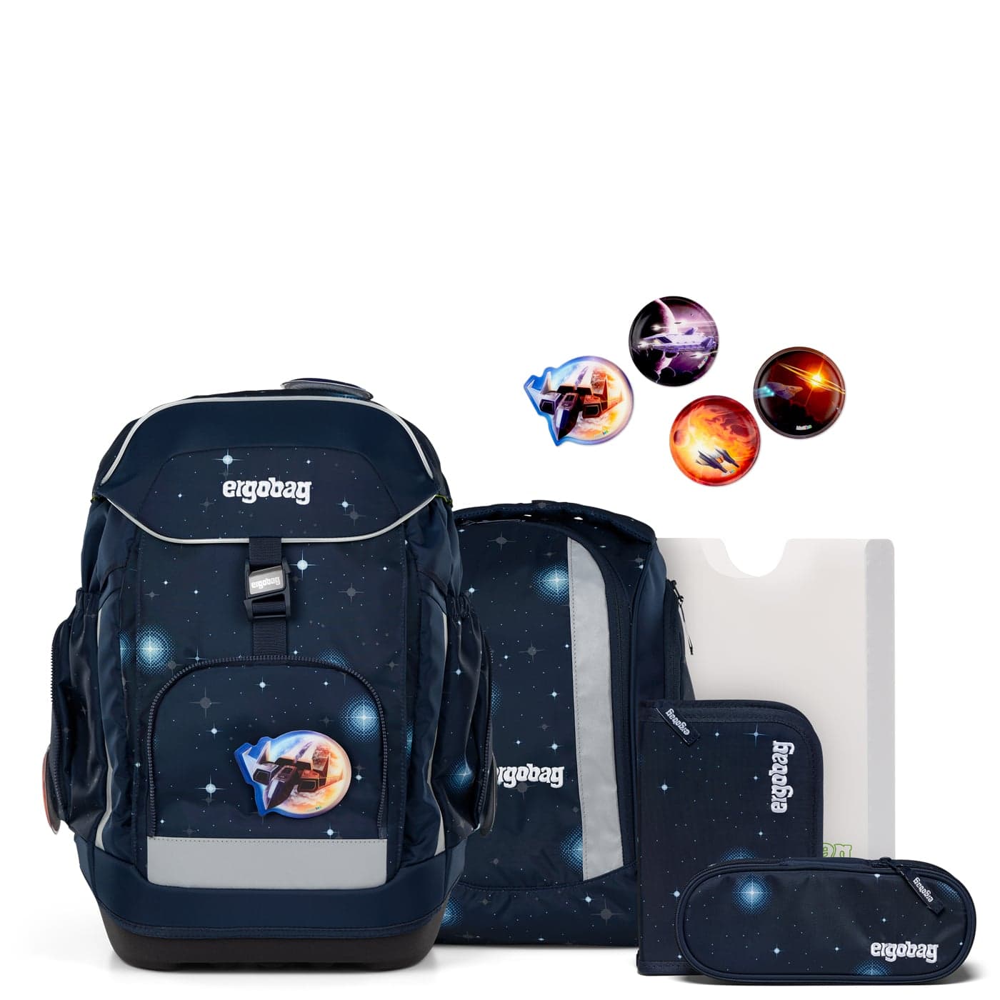 Ergobag Schulranzen Set 6tlg. Maxi (2025) KoBärnikus (GALAXY GLOW Edition)