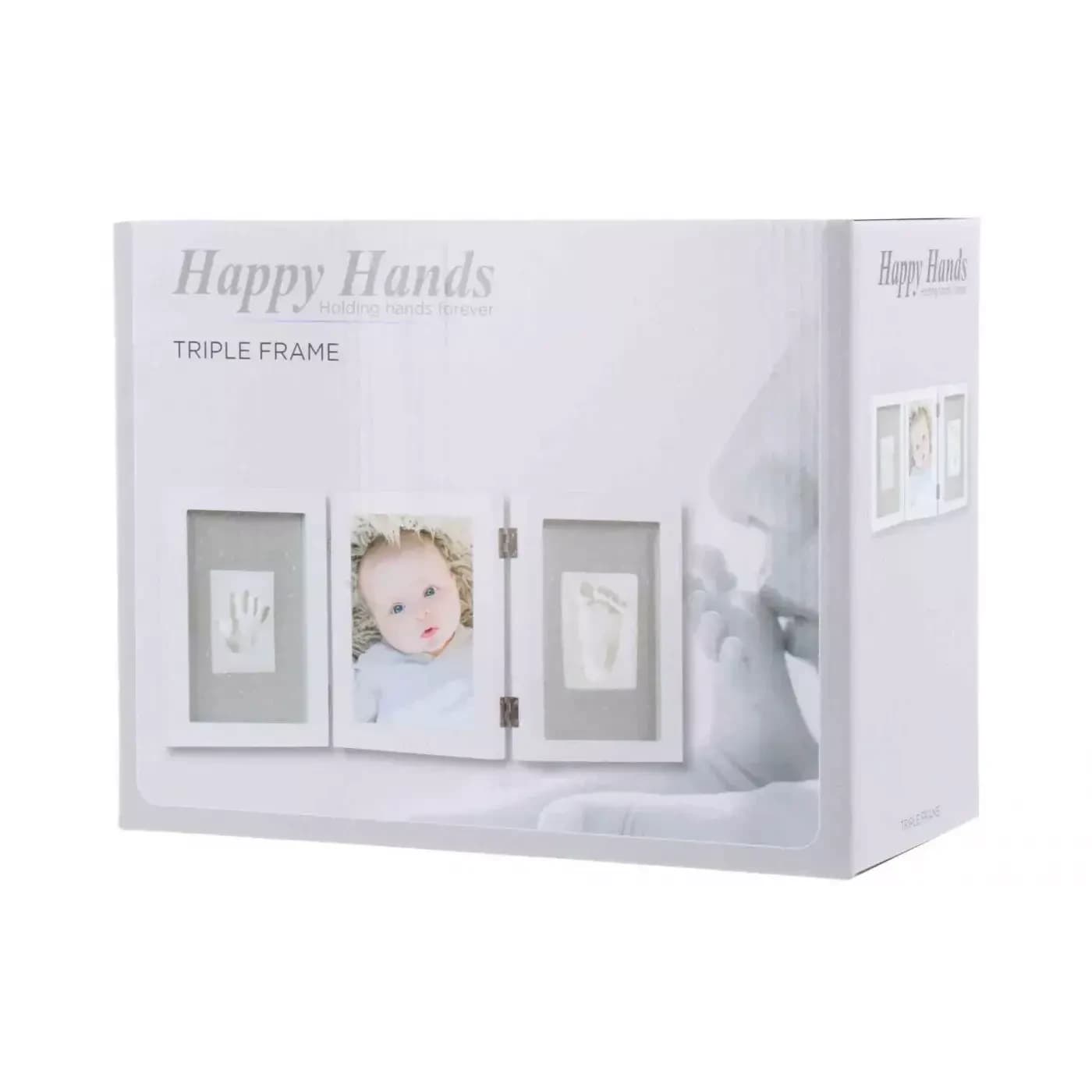 Dreifacher Fotorahmen mit 2D-Fingerabdruck-Set Happy Hands Baby, Dooky