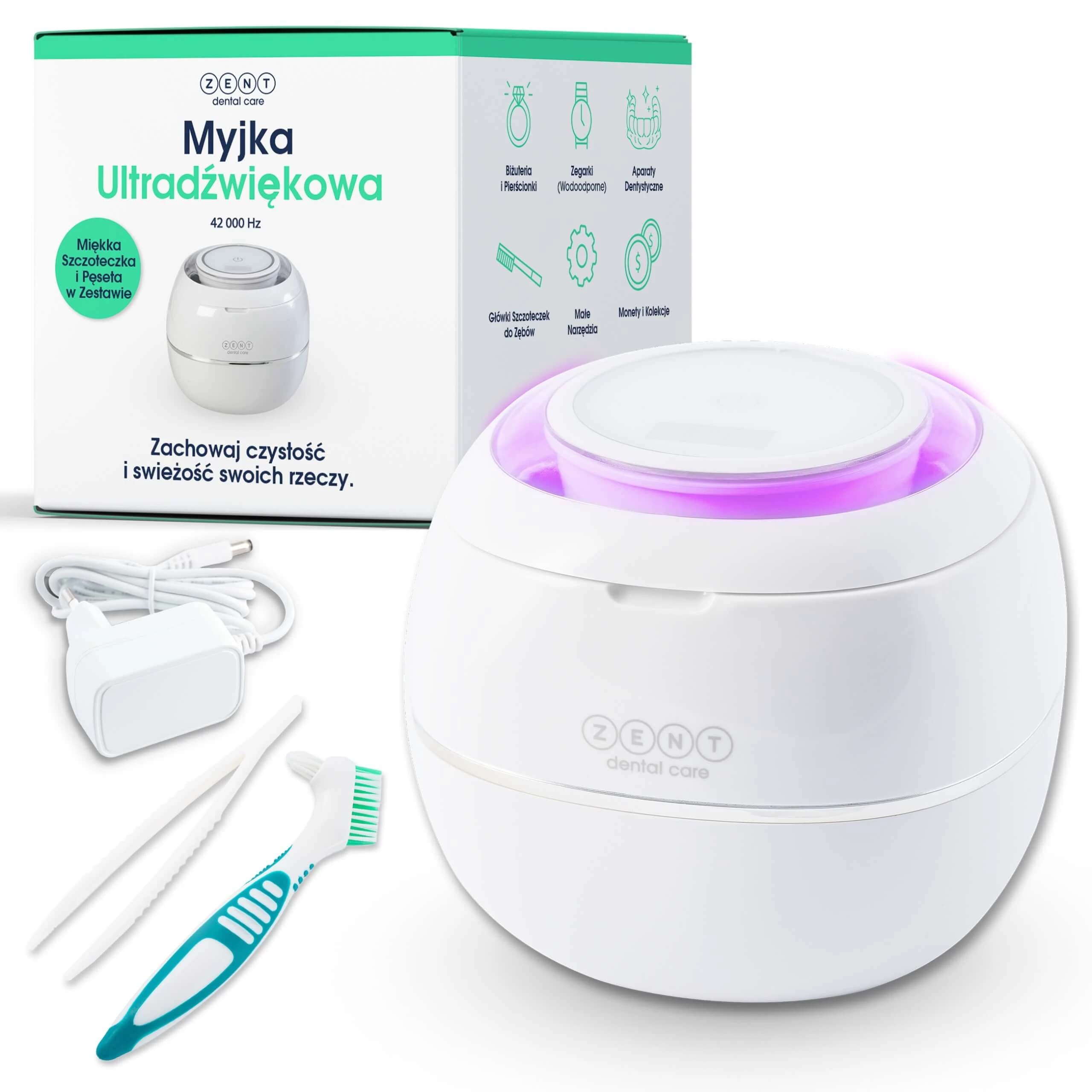 Zent Ultrasonic Cleaner, Ultraschallreiniger mit UV-Lampe für kieferorthopädische Löffel, Zahnersatz, Zahnspangen