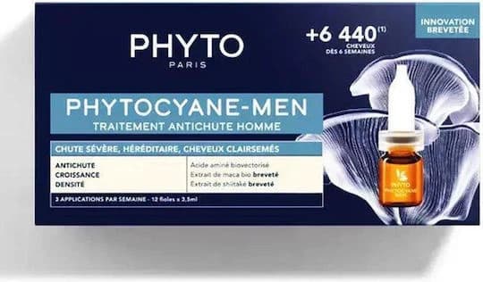 Phyto Phytocyane Phytocyane Traitement Anti-Haarausfall Haar Ampulle für Männer Haarausfall 12x5ml