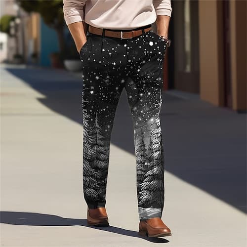 Weihnachtsbaum Geschäftlich Brautkleider schlicht Herren 3D-Druck Anzughosen Hosen Hose Outdoor Freizeitskleidung Strassenmode Weihnachten Polyester
