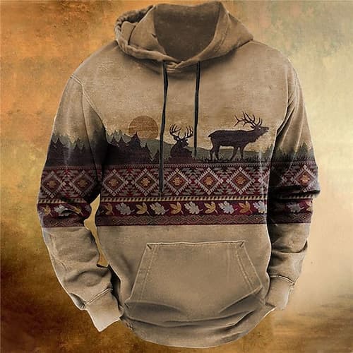 Herren Jeder Böhmischer Stil Grafikdrucke Kapuzensweatshirt Kapuzenshirts Pullover Streetwear Designer Basic Lässig Langarm Mit Kapuze Täglich