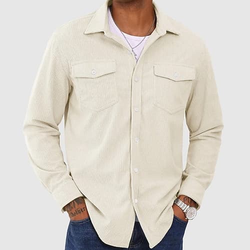 Herren Hemdjacke übergangsjacke Täglich Leicht Tasche Frühling Einfach Klassisch Revers Regulär Schwarz Marineblau Beige Jacken