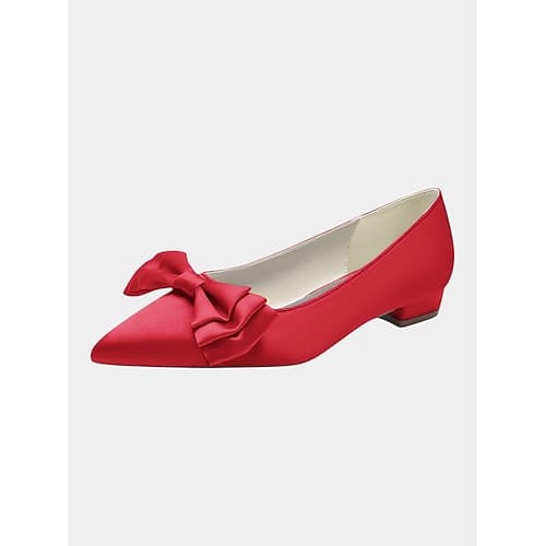 Grüne Brautjungfern-Ballerinas für Damen – elegante, spitz zulaufende Satin-Hochzeitsschuhe mit Schleifendetail, flache Schuhe mit niedrigem