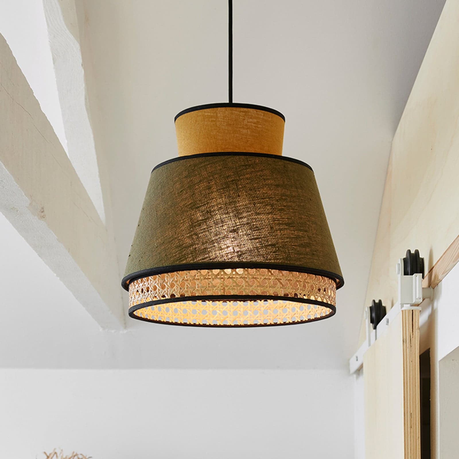Singapour XM Hängeleuchte khaki/curry - MARKET SET - Wohnzimmer - Design - Stoff / Textil - Einflammig