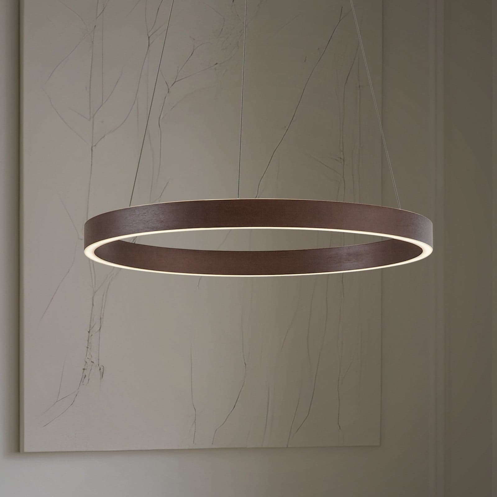 Yonam LED-Hängeleuchte, Ø 60cm, 1-flg., braun, CCT - Lucande - Esszimmer - Modern - Metall - Einflammig