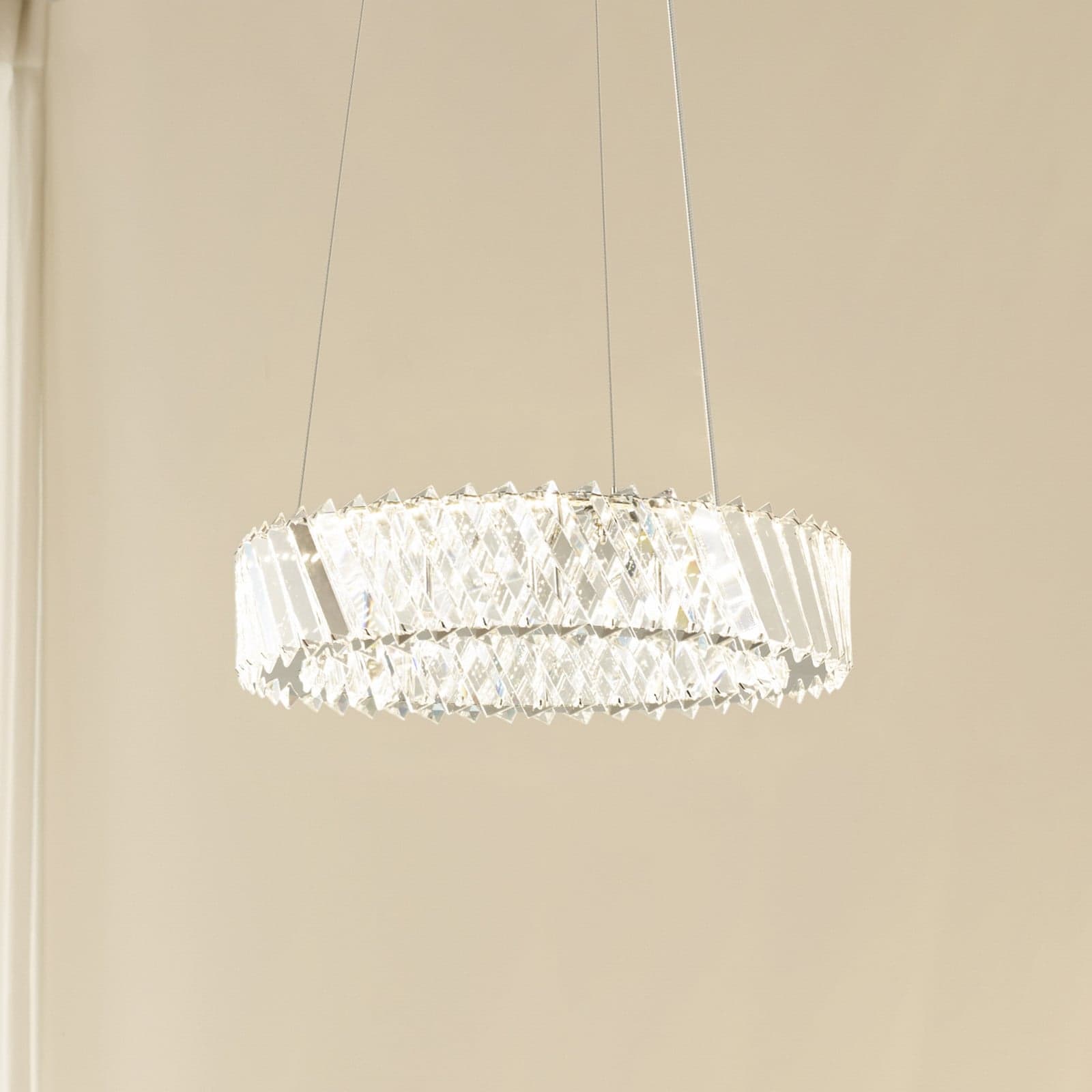 Glacis LED-Hängeleuchte, Kristall, Ø 40 cm, chrom - Lucande - Wohnzimmer - Design - Glas - Einflammig