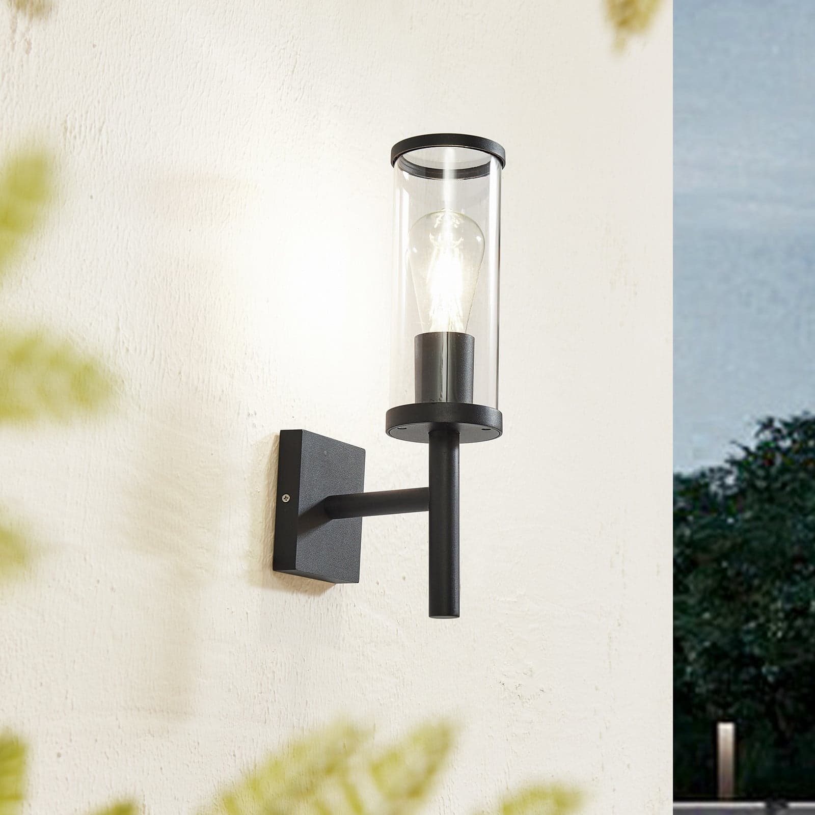 Zanta Außenwandleuchte H39 IP54 Schwarz Lucande - Balkon - Modern - Aluminium - Einflammig