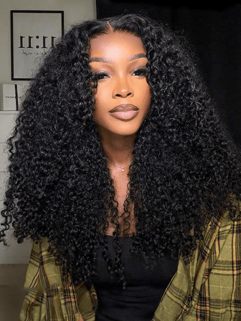 200% Density 13x4 Lace Frontal Curly Hair Wigs Pre Plucked 100% Human Hair