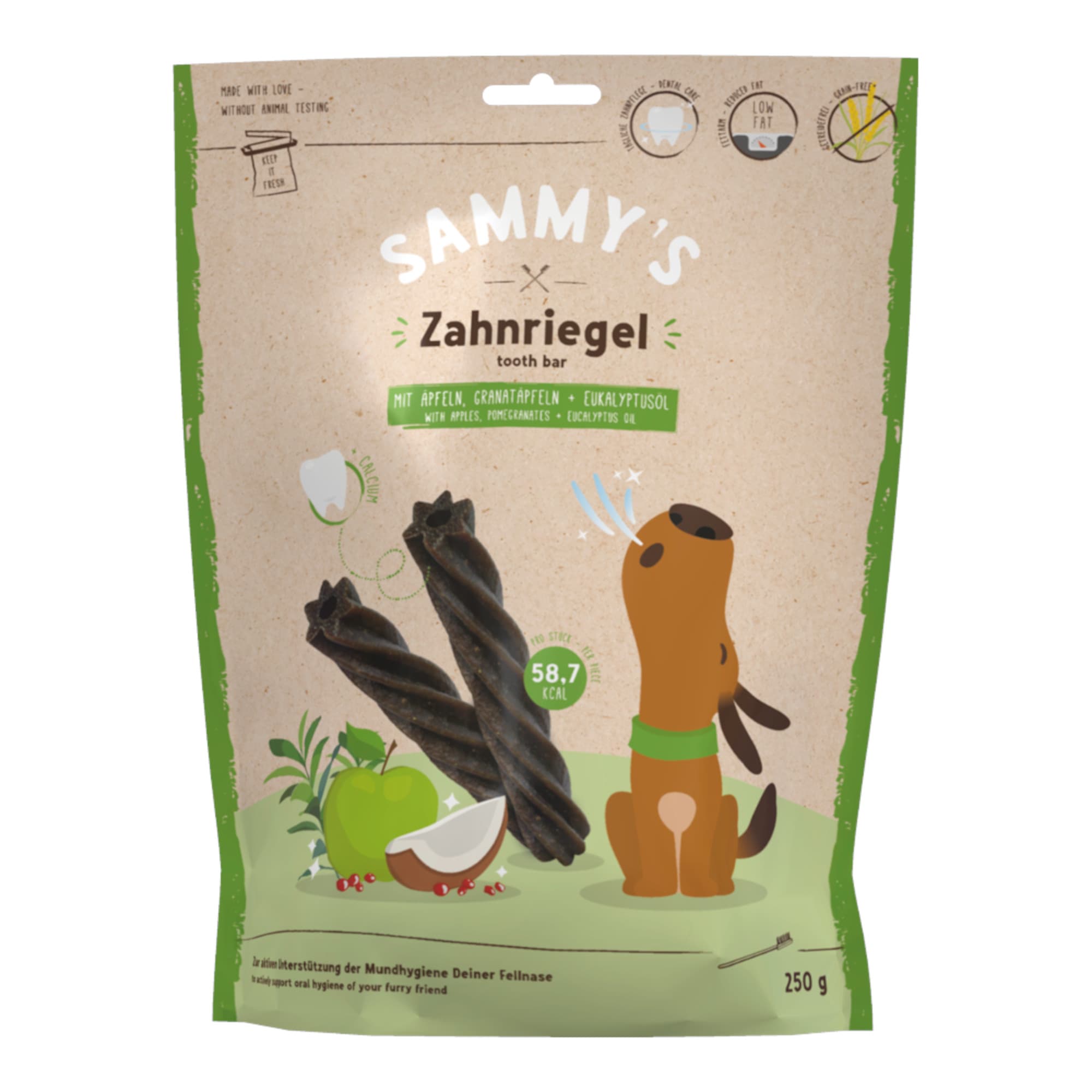 Sammy´s Zahnriegel Äpfeln, Granatäpfeln + Eukalyptusöl - 250 g
