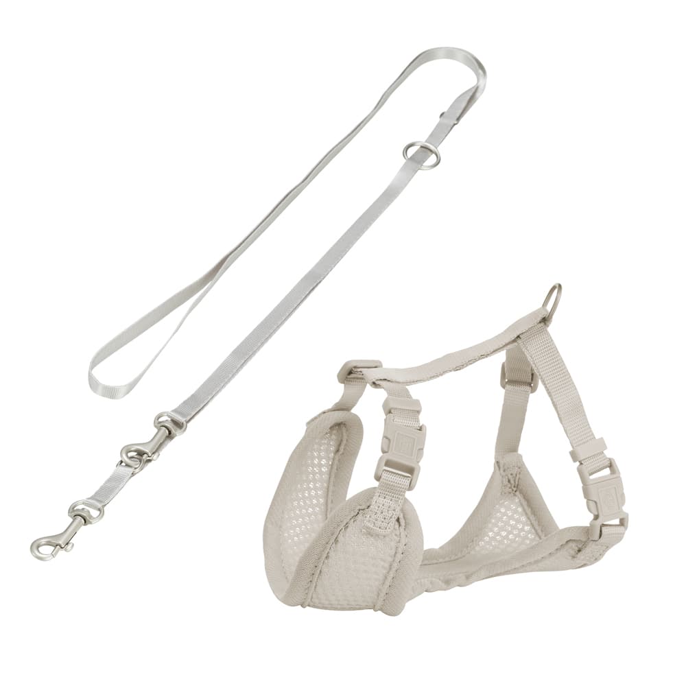 Trixie Junior Welpen-Softgeschirr mit Leine - hellgrau