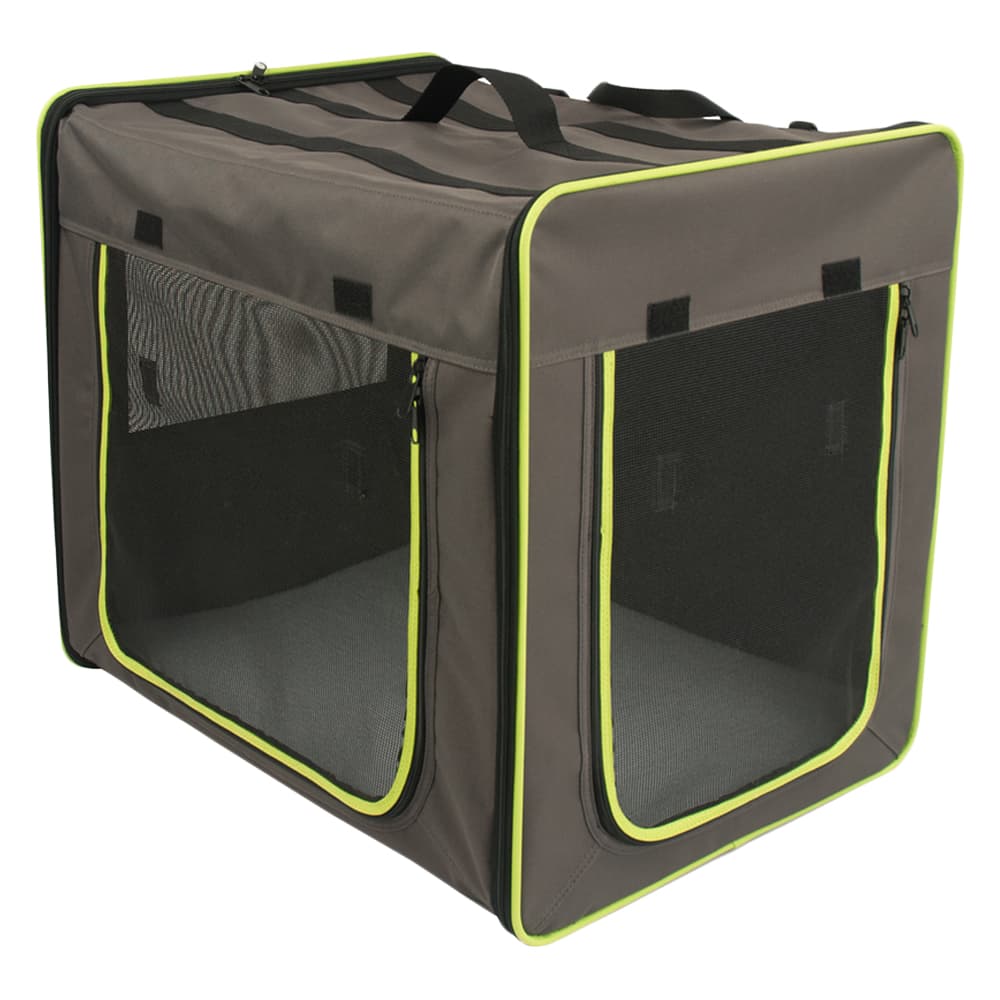 Transporthütte First Class Basic - B 38 x T 53,5 x H 46 cm, grau-braun/neon-grün (Größe S)