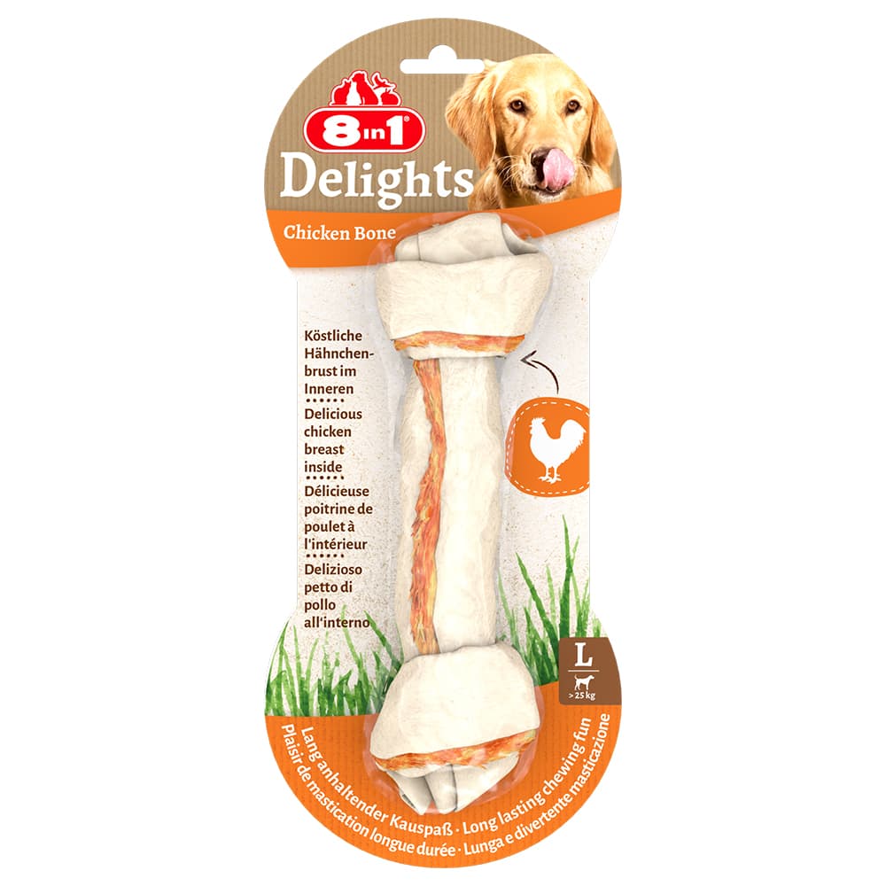 8in1 Delights Kauknochen Huhn - 85 g (1 Stück) Größe L