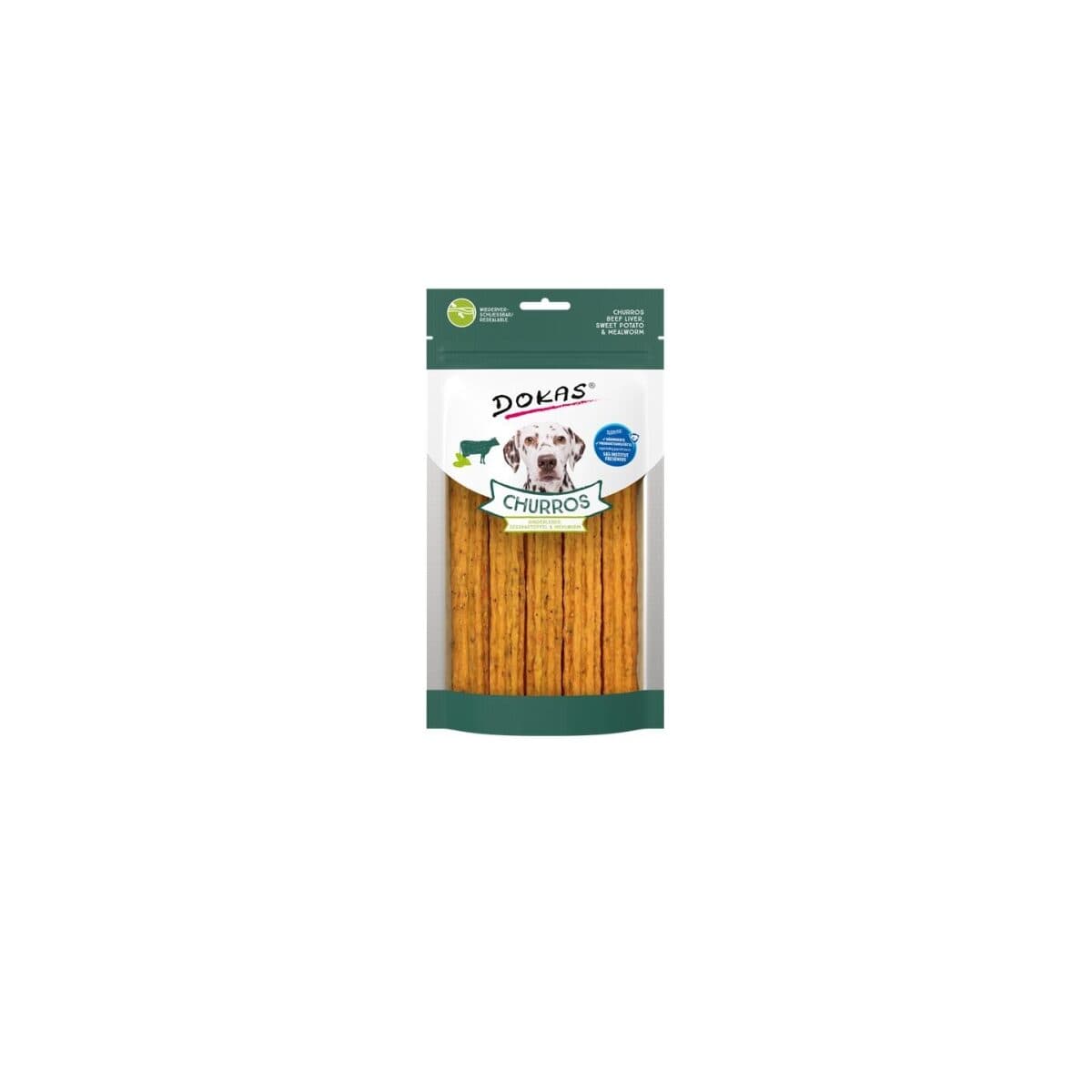 Dokas Dog Snack Churros mit Rinderleber, Süsskartoffel & Mehlwurm 150g