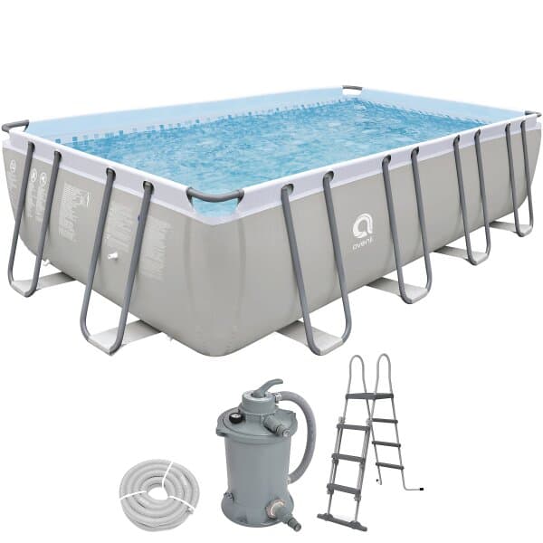 Avenli Frame Plus Rectangular Pool Komplettset 549x305x122 cm, Aufstellpool, rechteckig, mit Sandfilter, grau