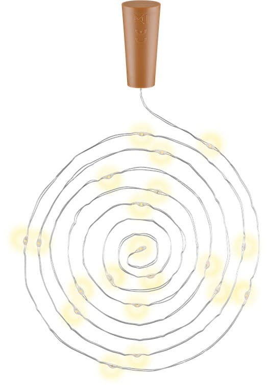 goobay 10 x 20er LED-Flaschen-Lichterkette für Glasflaschen warmweiß 2 m (1er Faltschachtel)