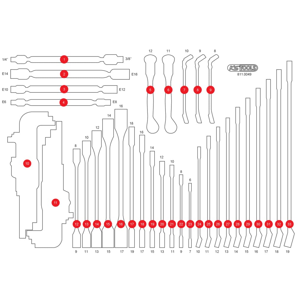 KS TOOLS 811.0049-97 Leere Schaumstoffeinlage zu 811.0049