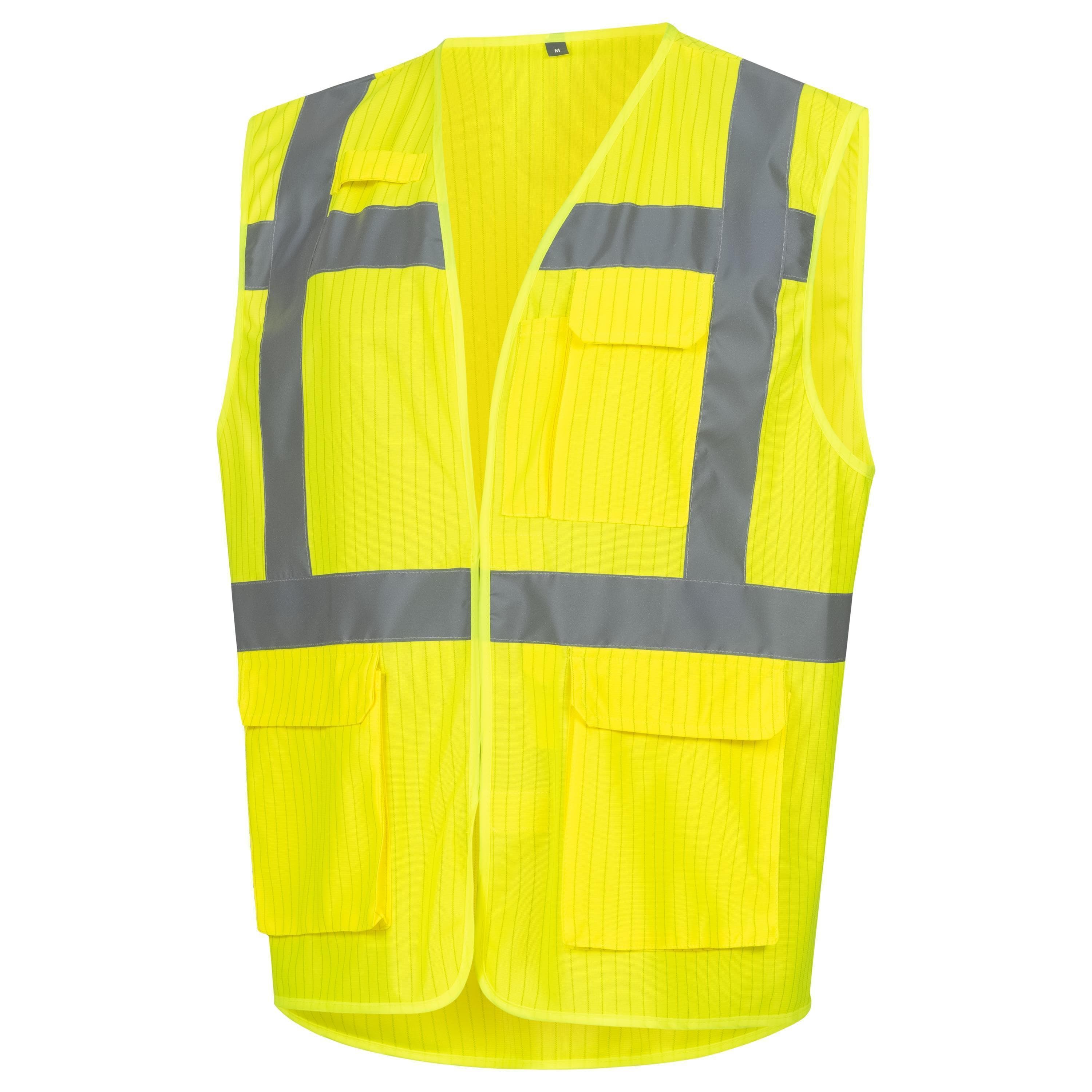 Nitras Warnschutz Weste | Gr. XL | neongelb | Klettverschluß | Warnschutzweste
