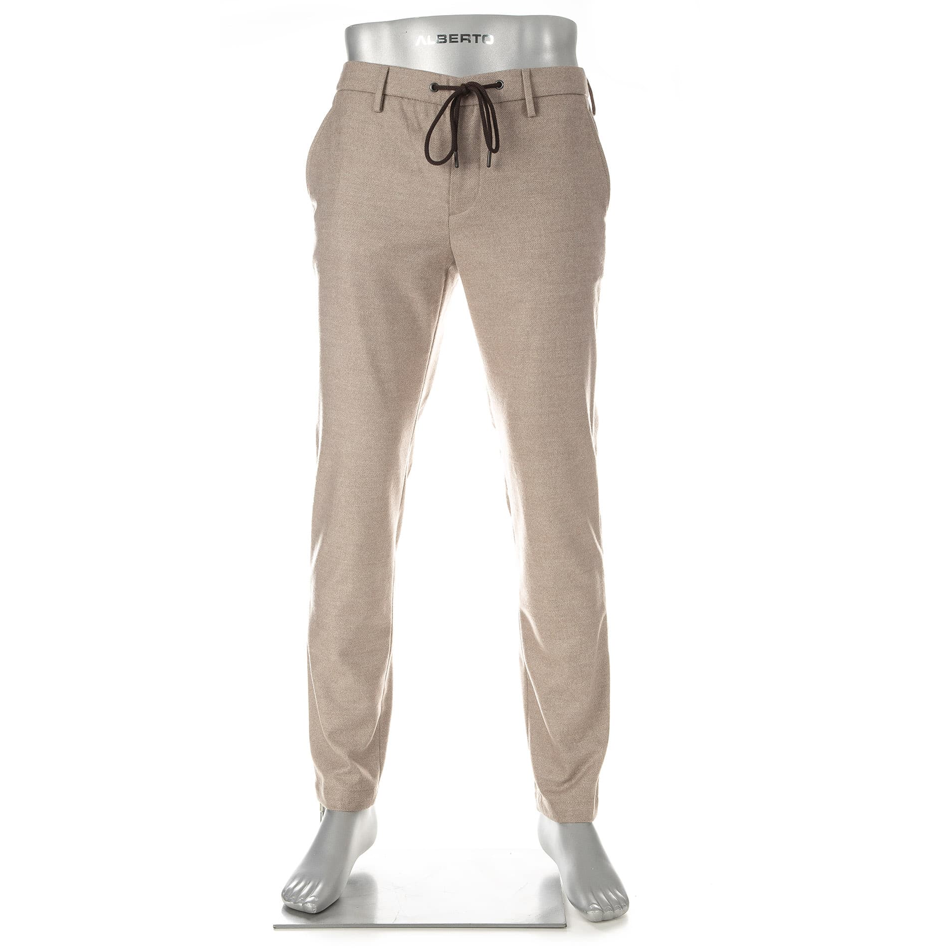 Alberto Herren Hosen beige Flanell meliert Slim Fit
