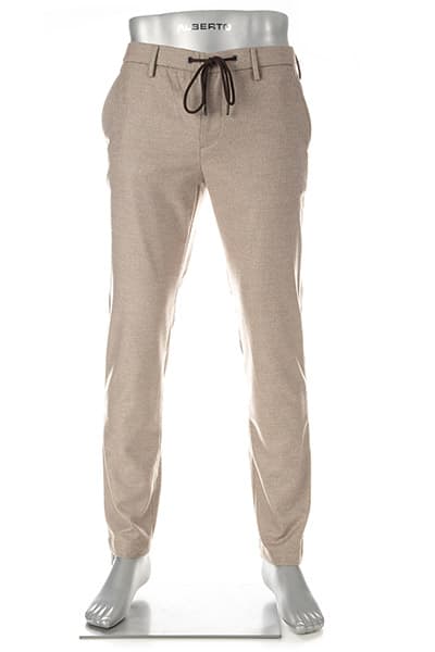 Alberto Herren Hosen beige Flanell meliert Slim Fit