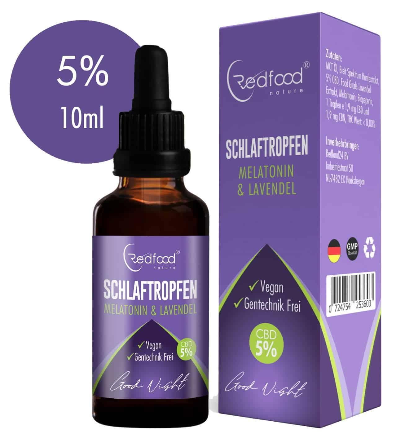 5% CBD Schlaftropfen mit Melatonin & Lavendel 10ml