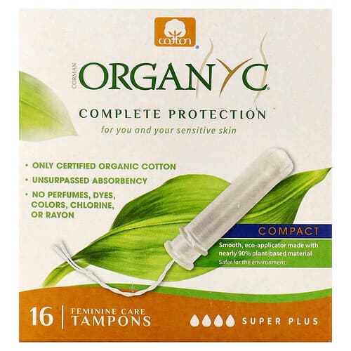 Organyc, Feminine Care Tampons, Feminine Care Tampons, kompaktes, Super Plus, 16 Tampons